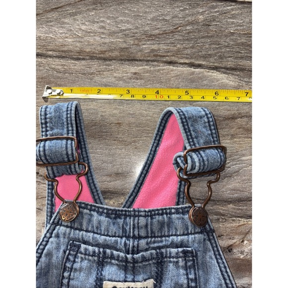 Oshkosh B'gosh‎ 12 months Denim Bib Overalls Pink Warm Fleece Lined Winter - Picture 3 of 9